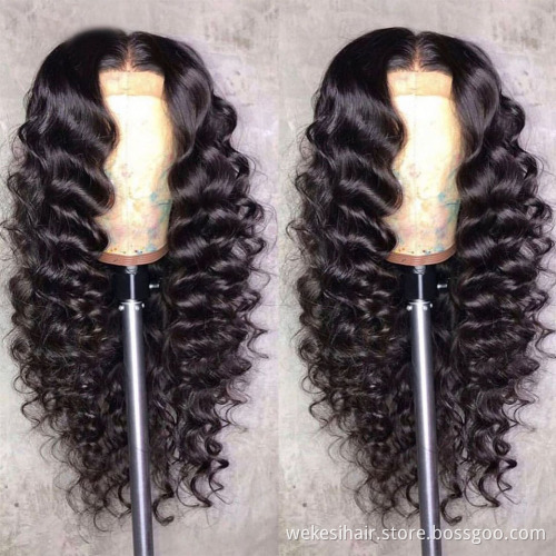 Cuticle Aligned Virgin Indian Hair Raw Unprocessed Lace Frontal Wig Loose Deep Wave For Black Women Human Hair Lace Front Wigs